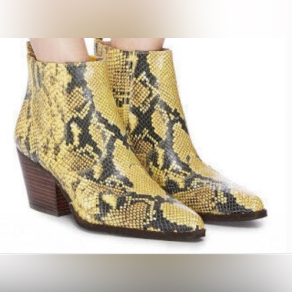 Women’s Gorgeous Sam Edelman Winona Booties Western Size 11 Black Yellow Snake - Picture 14 of 16